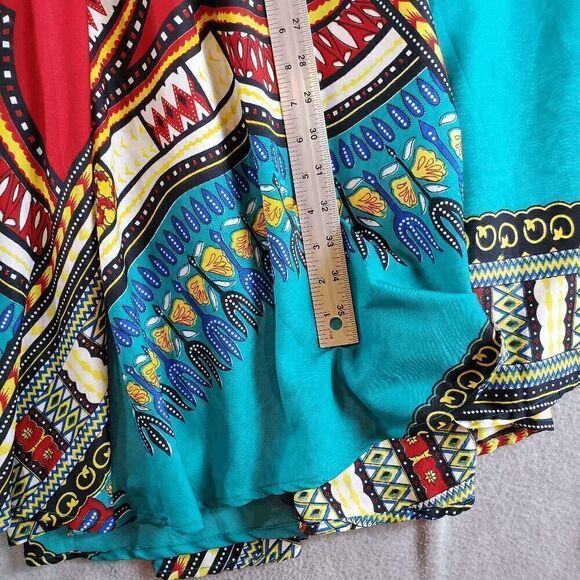 Mix Nouveau Skirt Womens Medium Green Polyester Dashiki Print Maxi Elastic Waist - Picture 4 of 10